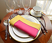 Multicolored Hemstitch Dinner Napkin. Pink Peacock & Lemon Chrom